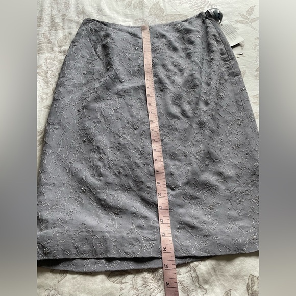 NWT Vintage Deadstock 100% Silk Gray Floral Beaded Mini Slip Skirt 10 Fairy 90s - Picture 9 of 10